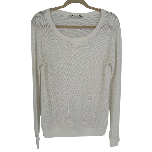 Michael Stars White Jersey Fishnet Sweater Long Sleeve Winter Comfort One Size - Picture 1 of 7